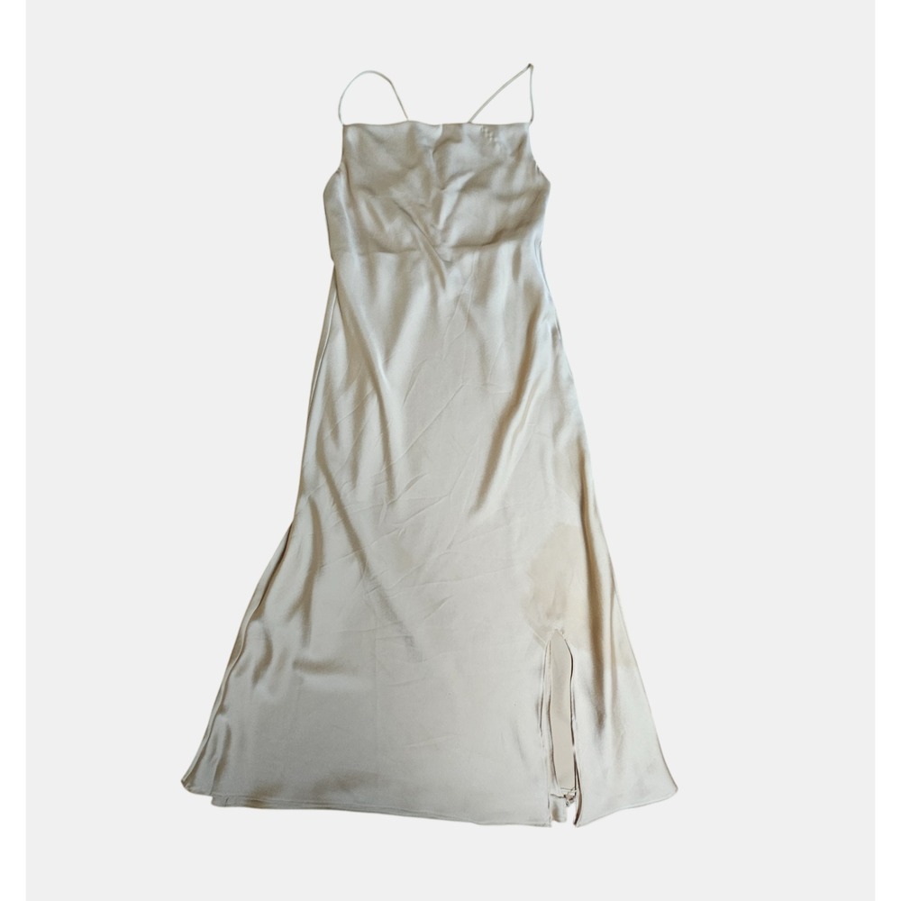 Show Me Your Mumu Verona Cowl Midi Dress Silky Satin Slip Champagne XS Luxe